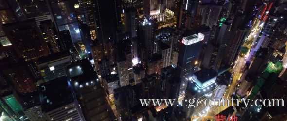 夜晚鸟瞰俯视繁华城市楼房高清视频素材 Aerial View Of City At Night